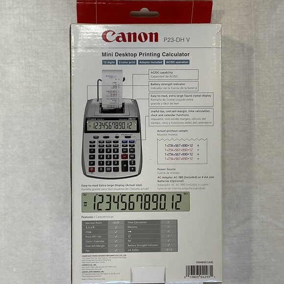New Canon P23-DHV-3 Printing Calculator, 2279C001 - Picture 2 of 2